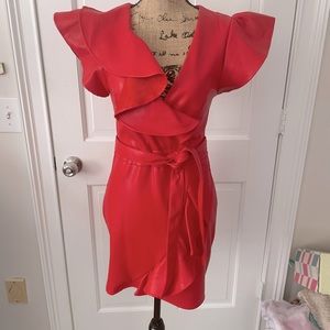 Bebe Red Leather Dress, never been worn